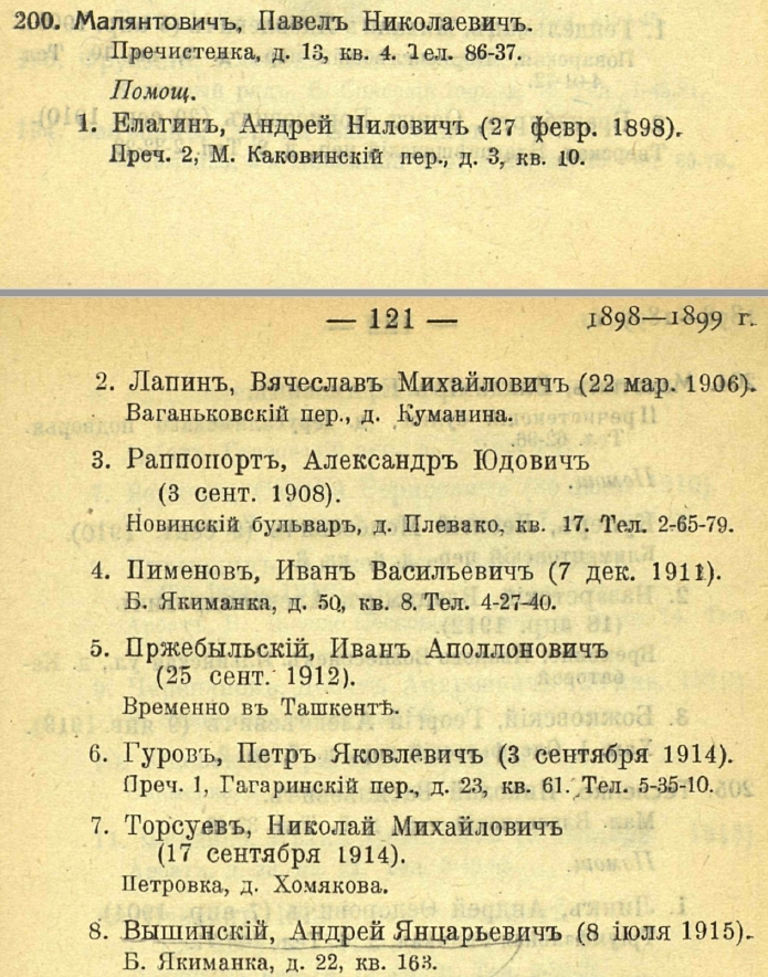 Список присяжных поверенных округа Московской судебной палаты и их помощников к 15 ноября 1916 г.